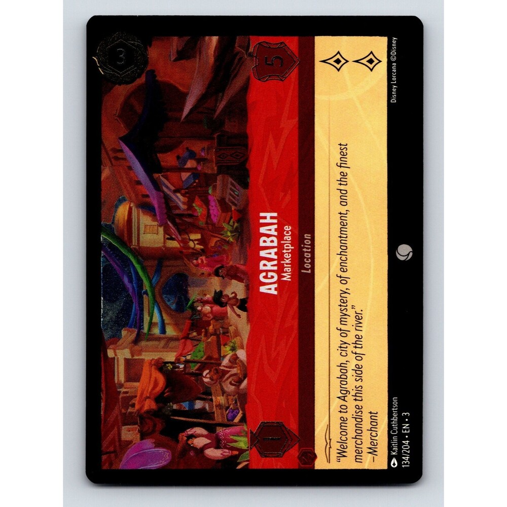 Disney Lorcana Agrabah Marketplace Location Rarity Red Vibrant Scene